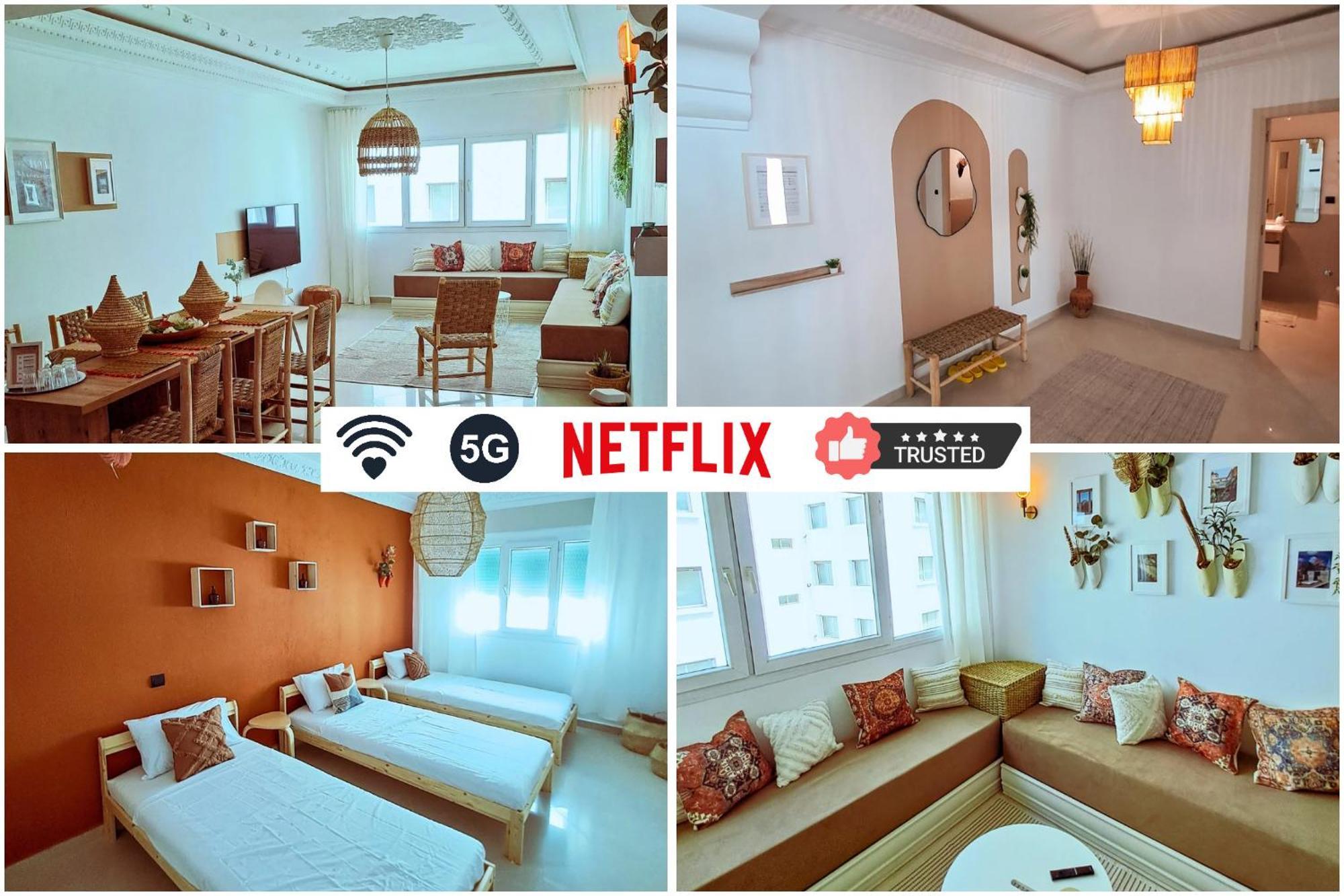 Elegant & Cosy Family Apartment - Central Location In Tanger - Fast Wifi & Netflix Apartment *